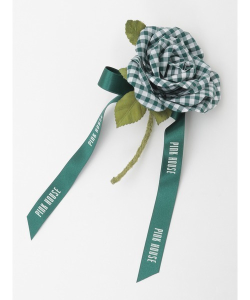 ピンクハウス　いるかコサージュ ギンガムチェックローズコサージュ（ブローチ/コサージュ）｜PINK