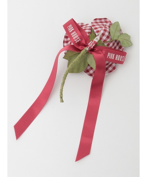 PINK HOUSE（ピンクハウス）の「ギンガムチェックローズコサージュ（ブローチ/コサージュ・レディース・チョコ/ブラック/レッド/グリーン・フリー）」の11枚目の写真