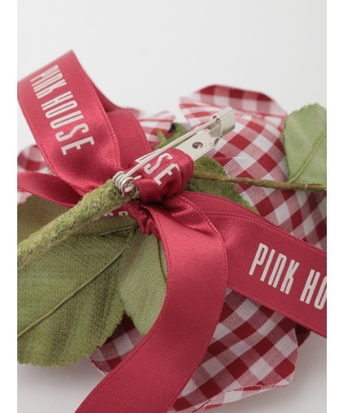 PINK HOUSE（ピンクハウス）の「ギンガムチェックローズコサージュ（ブローチ/コサージュ・レディース・チョコ/ブラック/レッド/グリーン・フリー）」の15枚目の写真