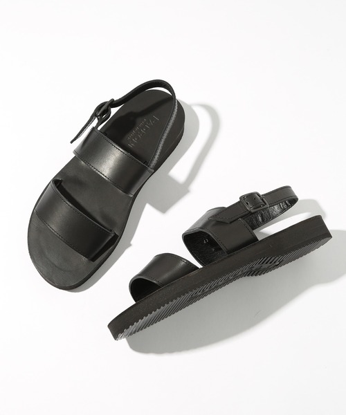 PADRONE(パドローネ)の「【PADRONE】LUCA BACK STRAP SANDALS PU5359-3202-17B レザーバックストラップサンダル(サンダル・メンズ・ブラック/ダークブラウン・40/42)」の1枚目の写真