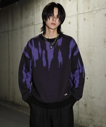 A'GEM/9 × .kom 『BENUSTA/ベヌスタ』Brush Stroke Jacquard Crew Knit/ブラシストロークジャカードクルーニット