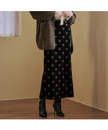 MAXZA（マージャコレクション）の「ドットベルベットHラインスリットロングスカート（スカート）」
