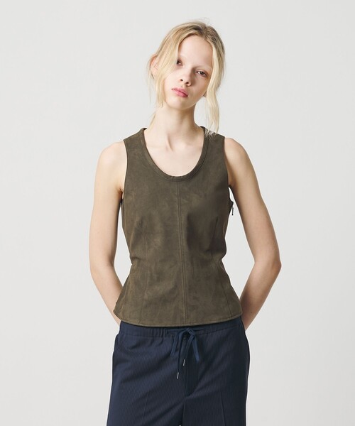 ATTISESSION（アティセッション）の「＜ATTISESSION＞スエードライク ナローベルト トップス（ベスト・レディース・パープル/オリーブ・FREE）」の5枚目の写真