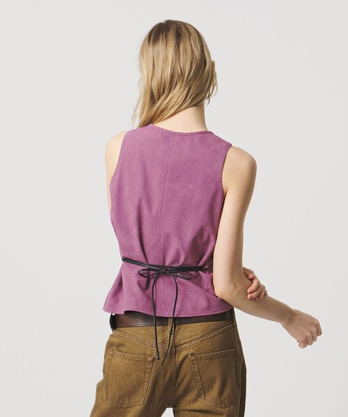 ATTISESSION（アティセッション）の「＜ATTISESSION＞スエードライク ナローベルト トップス（ベスト・レディース・パープル/オリーブ・FREE）」の6枚目の写真