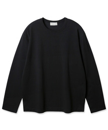 バイオウォッシュラウンドネック長袖Tシャツ BK4883_ブラック