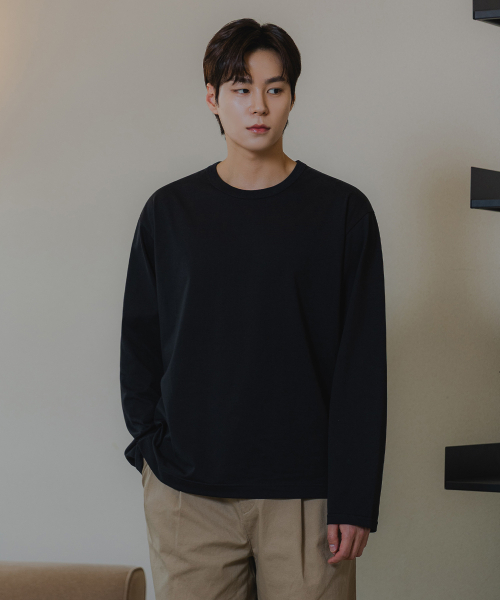 BAKKEN(バッケン)の「バイオウォッシュラウンドネック長袖Tシャツ BK4883_ブラック(Tシャツ/カットソー・メンズ・ブラック・FREE)」の2枚目の写真