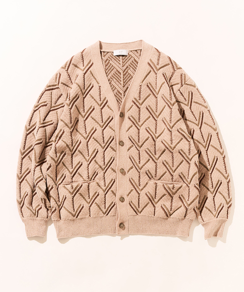 417 EDIFICE（フォーワンセブンエディフィス）の「モールパターンカーディガン（カーディガン/ボレロ・メンズ・ブラック/ベージュ系その他/カーキ・MEDIUM/LARGE）」の2枚目の写真