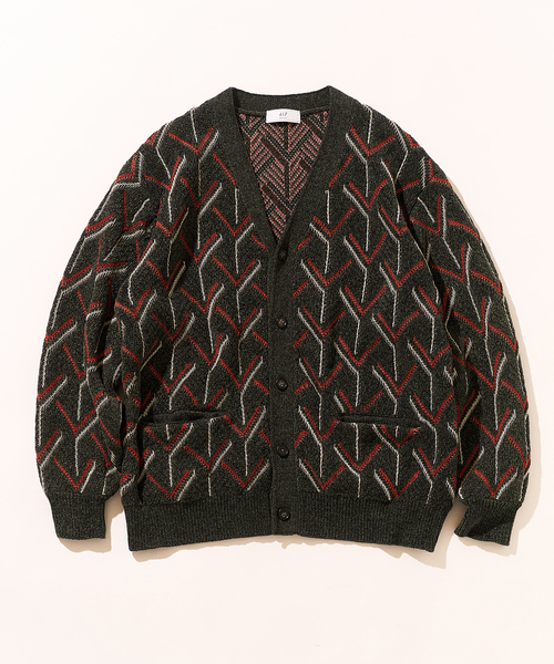 417 EDIFICE（フォーワンセブンエディフィス）の「モールパターンカーディガン（カーディガン/ボレロ・メンズ・ブラック/ベージュ系その他/カーキ・MEDIUM/LARGE）」の3枚目の写真