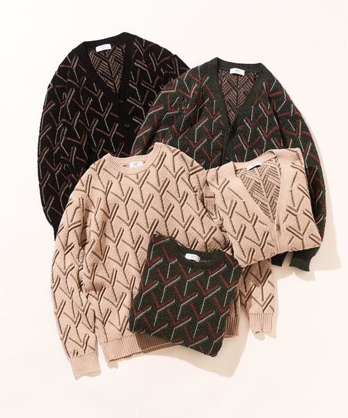 417 EDIFICE（フォーワンセブンエディフィス）の「モールパターンカーディガン（カーディガン/ボレロ・メンズ・ブラック/ベージュ系その他/カーキ・MEDIUM/LARGE）」の4枚目の写真