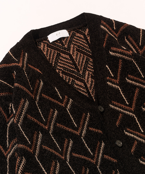 417 EDIFICE（フォーワンセブンエディフィス）の「モールパターンカーディガン（カーディガン/ボレロ・メンズ・ブラック/ベージュ系その他/カーキ・MEDIUM/LARGE）」の5枚目の写真