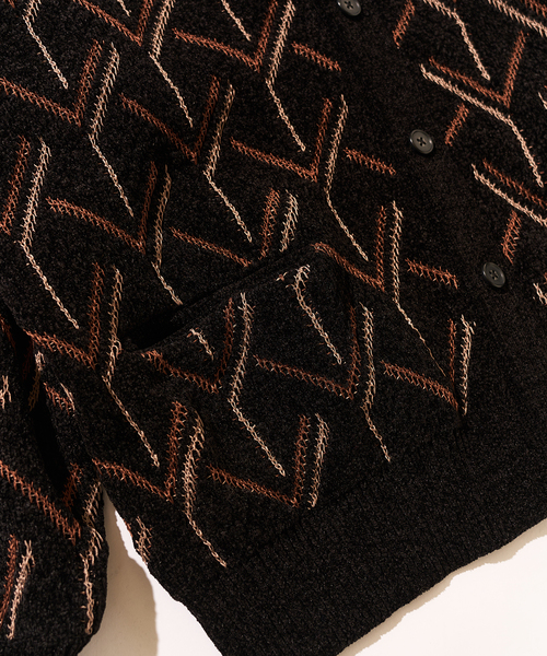 417 EDIFICE（フォーワンセブンエディフィス）の「モールパターンカーディガン（カーディガン/ボレロ・メンズ・ブラック/ベージュ系その他/カーキ・MEDIUM/LARGE）」の6枚目の写真
