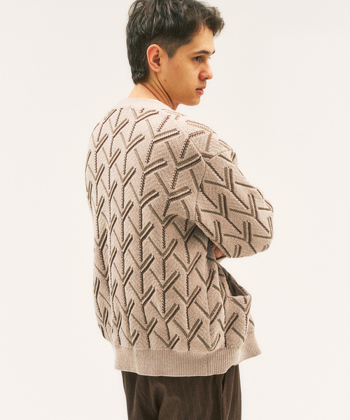 417 EDIFICE（フォーワンセブンエディフィス）の「モールパターンカーディガン（カーディガン/ボレロ・メンズ・ブラック/ベージュ系その他/カーキ・MEDIUM/LARGE）」の13枚目の写真