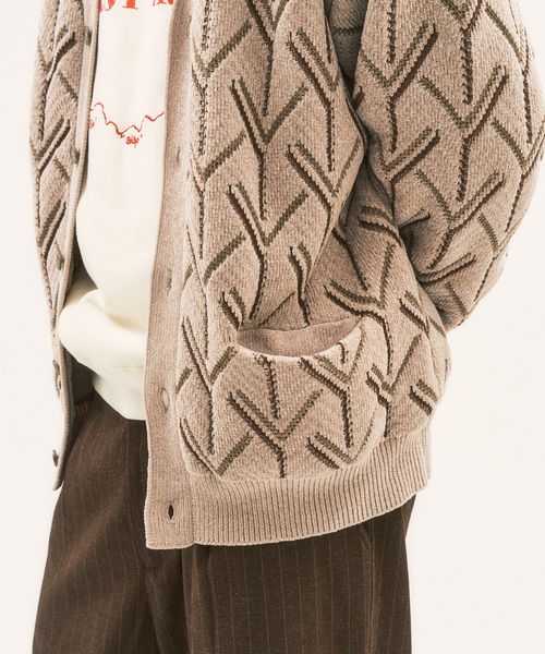 417 EDIFICE（フォーワンセブンエディフィス）の「モールパターンカーディガン（カーディガン/ボレロ・メンズ・ブラック/ベージュ系その他/カーキ・MEDIUM/LARGE）」の14枚目の写真