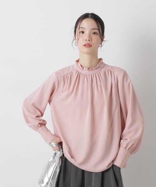 NANO universe(ナノユニバース)の「前後2wayスタンドカラーギャザーブラウス(シャツ/ブラウス・レディース・ネイビー/ピンク/ホワイト・FREE)」の18枚目の写真