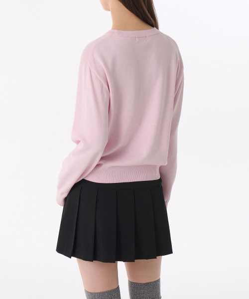 MUSINSA STANDARD WOMAN（ムシンサスタンダードウーマン）の「ウィメンズアブルームクルーネックニット[ピンク]（ニット/セーター・レディース・その他・LARGE/MEDIUM/SMALL/X-SMALL）」の2枚目の写真