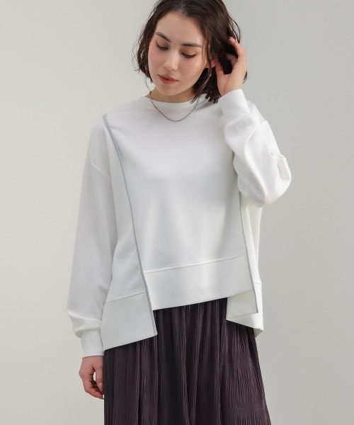 Bou Jeloud(ブージュルード)の「パウンドストレッチバックジッププルオーバー(Tシャツ/カットソー・レディース・チャコールグレー/オフホワイト/オレンジ・FREE)」の4枚目の写真