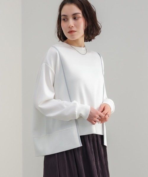 Bou Jeloud(ブージュルード)の「パウンドストレッチバックジッププルオーバー(Tシャツ/カットソー・レディース・チャコールグレー/オフホワイト/オレンジ・FREE)」の6枚目の写真