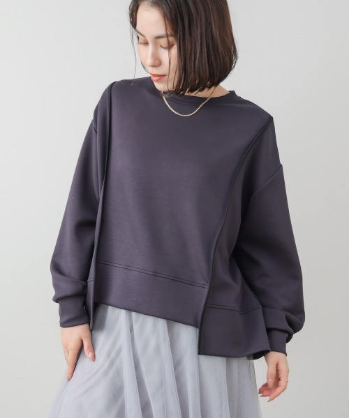 Bou Jeloud(ブージュルード)の「パウンドストレッチバックジッププルオーバー(Tシャツ/カットソー・レディース・チャコールグレー/オフホワイト/オレンジ・FREE)」の17枚目の写真