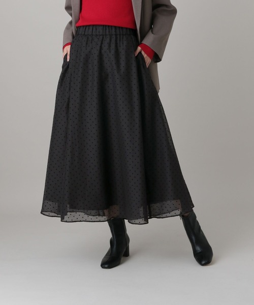 GLOBAL WORK（グローバルワーク）の「MATINEE LINE/シアードットスカート/632516（スカート・レディース・ブラック/ダークブラウン・MEDIUM/LARGE）」の2枚目の写真