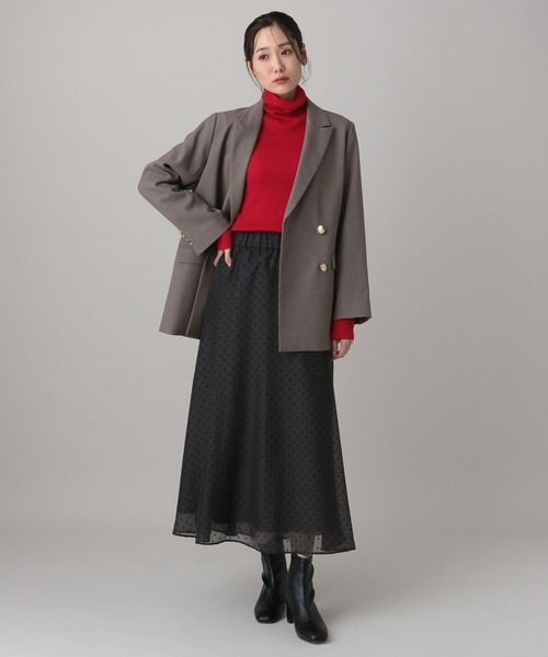 GLOBAL WORK（グローバルワーク）の「MATINEE LINE/シアードットスカート/632516（スカート・レディース・ブラック/ダークブラウン・MEDIUM/LARGE）」の3枚目の写真