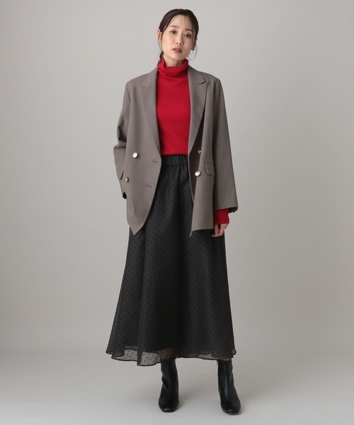 GLOBAL WORK（グローバルワーク）の「MATINEE LINE/シアードットスカート/632516（スカート・レディース・ブラック/ダークブラウン・MEDIUM/LARGE）」の4枚目の写真