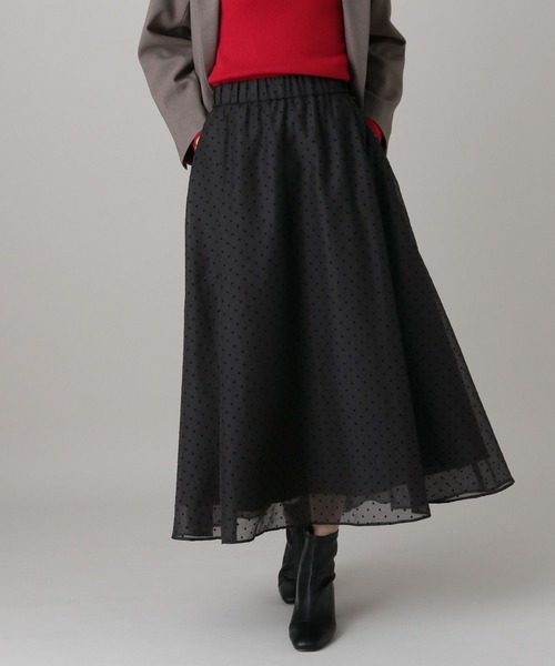 GLOBAL WORK（グローバルワーク）の「MATINEE LINE/シアードットスカート/632516（スカート・レディース・ブラック/ダークブラウン・MEDIUM/LARGE）」の6枚目の写真