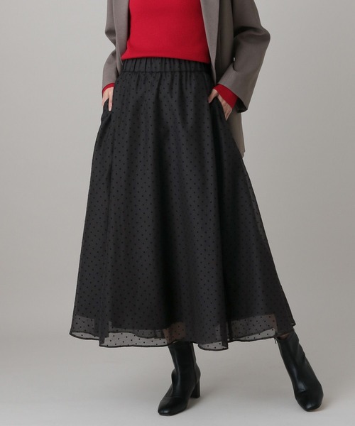 GLOBAL WORK（グローバルワーク）の「MATINEE LINE/シアードットスカート/632516（スカート・レディース・ブラック/ダークブラウン・MEDIUM/LARGE）」の7枚目の写真