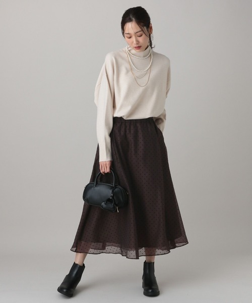 GLOBAL WORK（グローバルワーク）の「MATINEE LINE/シアードットスカート/632516（スカート・レディース・ブラック/ダークブラウン・MEDIUM/LARGE）」の9枚目の写真