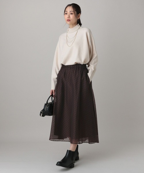 GLOBAL WORK（グローバルワーク）の「MATINEE LINE/シアードットスカート/632516（スカート・レディース・ブラック/ダークブラウン・MEDIUM/LARGE）」の10枚目の写真