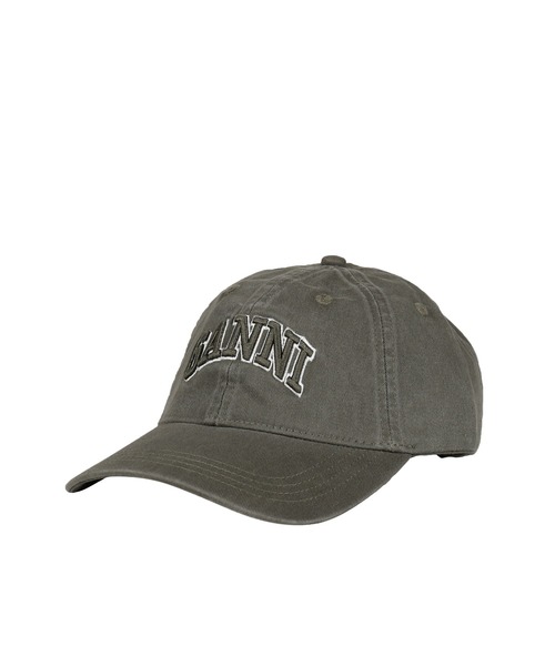 GANNI(ガニー)の「WASHED COTTON CANVAS CAP EMB(キャップ・メンズ・ブラック・OS)」の1枚目の写真