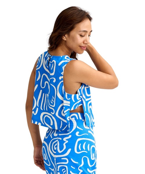 BILLABONG(ビラボン)の「BILLABONG ウィメンズ【SOULFUL O' STOKE】 SO BREEZY WVN TANK 半袖シャツ 【2026年春夏モデル】(シャツ/ブラウス・レディース・オフホワイト/ブルー系その他・SMALL)」の2枚目の写真