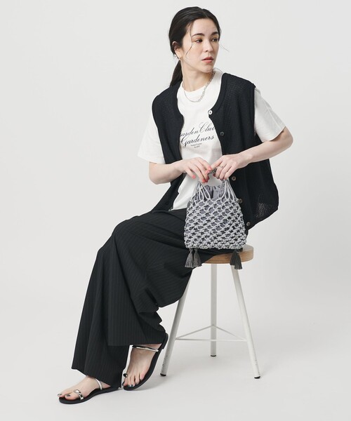 BEAUTY&YOUTH UNITED ARROWS（ビューティーアンドユースユナイテッドアローズ）の「メタルコード ネット フリンジ ドロストバッグ（かごバッグ・レディース・シルバー/ゴールド・FREE）」の4枚目の写真