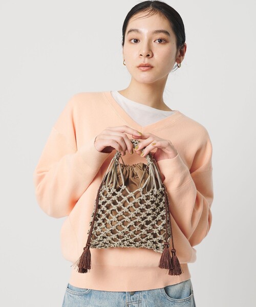 BEAUTY&YOUTH UNITED ARROWS（ビューティーアンドユースユナイテッドアローズ）の「メタルコード ネット フリンジ ドロストバッグ（かごバッグ・レディース・シルバー/ゴールド・FREE）」の5枚目の写真