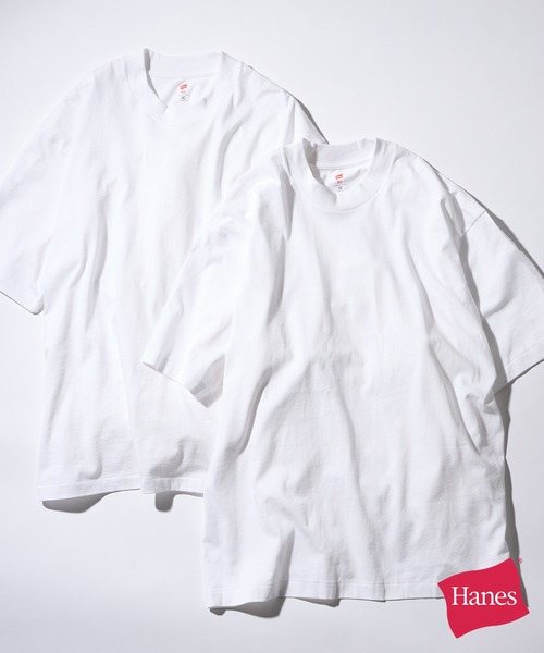 HANES(ヘインズ)の「【Hanes】CassetteChart別注 US COTTON HALF MOCK NECK T-SHIRTS / UNISEX 対応 USコットン ハーフモックネック T シャツ 2P(Tシャツ/カットソー・メンズ・マルチ/ホワイト・S/M/L/XL)」の2枚目の写真