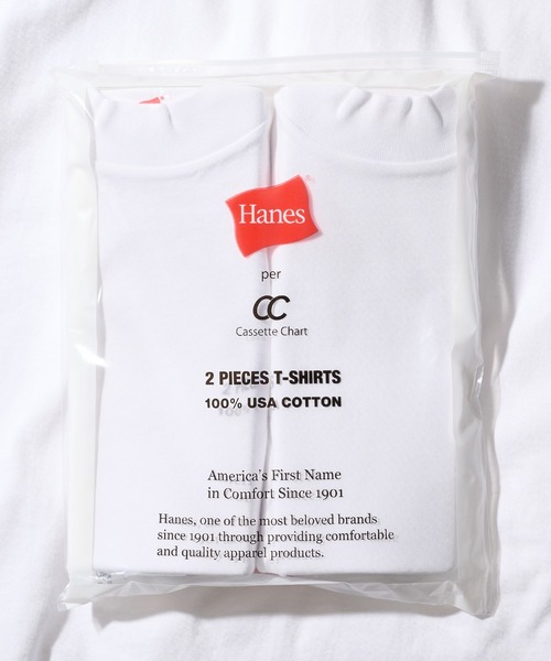 HANES(ヘインズ)の「【Hanes】CassetteChart別注 US COTTON HALF MOCK NECK T-SHIRTS / UNISEX 対応 USコットン ハーフモックネック T シャツ 2P(Tシャツ/カットソー・メンズ・マルチ/ホワイト・S/M/L/XL)」の4枚目の写真