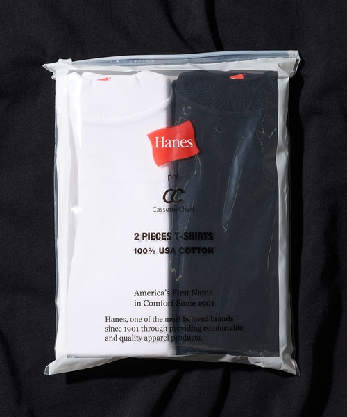 HANES(ヘインズ)の「【Hanes】CassetteChart別注 US COTTON HALF MOCK NECK T-SHIRTS / UNISEX 対応 USコットン ハーフモックネック T シャツ 2P(Tシャツ/カットソー・メンズ・マルチ/ホワイト・S/M/L/XL)」の6枚目の写真