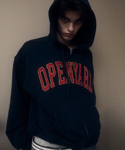 OY（オーワイ）の「『OY/オーワイ』SATIN PATCH HOODIE ZIP UP/サテンパッチジップアップパーカー（パーカー・メンズ・ブラック/ネイビー・L/M）」の15枚目の写真