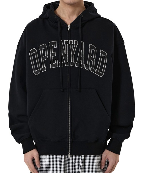 OY（オーワイ）の「『OY/オーワイ』SATIN PATCH HOODIE ZIP UP/サテンパッチジップアップパーカー（パーカー・メンズ・ブラック/ネイビー・L/M）」の3枚目の写真