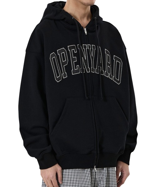 OY（オーワイ）の「『OY/オーワイ』SATIN PATCH HOODIE ZIP UP/サテンパッチジップアップパーカー（パーカー・メンズ・ブラック/ネイビー・L/M）」の4枚目の写真