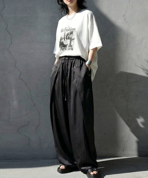antiqua(アンティカ)の「サイドデザイン ワイドパンツ(その他パンツ・レディース・アイボリー/ブラック・MEDIUM/LARGE)」の7枚目の写真