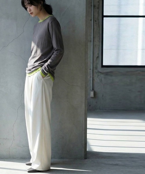 antiqua(アンティカ)の「サイドデザイン ワイドパンツ(その他パンツ・レディース・アイボリー/ブラック・MEDIUM/LARGE)」の5枚目の写真