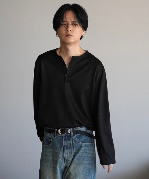 REFINED WAFFLE HENLEY NECK L/S TEE（Tシャツ/カットソー）｜WYM