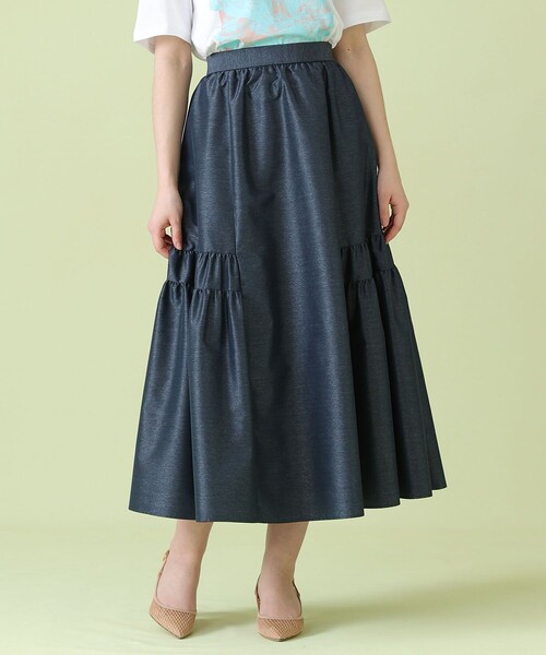 ANAYI（アナイ）の「タフタサイドティアードスカート（スカート・レディース・ダークインディゴブルー/ミント/ピンクベージュ・38/36）」の3枚目の写真
