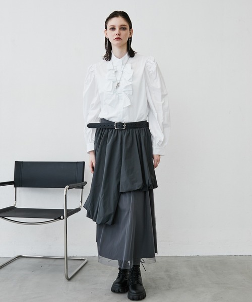 MONOe（モノエ）の「【上品ガーリー】トリプルリボンシャツブラウス（シャツ/ブラウス・レディース・ホワイト/ブルー/ブラック・FREE）」の10枚目の写真