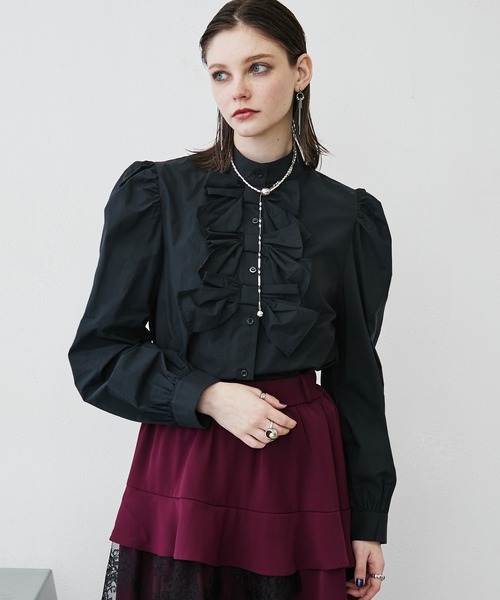 MONOe（モノエ）の「【上品ガーリー】トリプルリボンシャツブラウス（シャツ/ブラウス・レディース・ホワイト/ブルー/ブラック・FREE）」の20枚目の写真