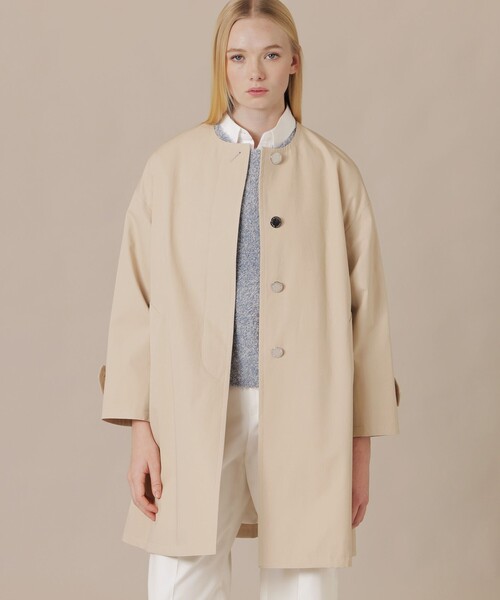 MACKINTOSH LONDON(マッキントッシュ ロンドン)の「【婦人画報4月号掲載】【ROSLEY/ロズリー】ウエザーコットンノーカラーコート(ノーカラーコート・レディース・ブルー系その他4/ブラック/ベージュ・38)」の3枚目の写真