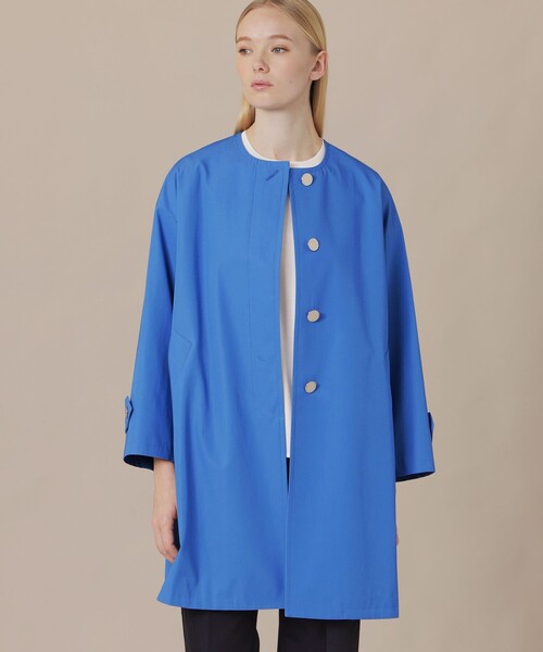 MACKINTOSH LONDON(マッキントッシュ ロンドン)の「【婦人画報4月号掲載】【ROSLEY/ロズリー】ウエザーコットンノーカラーコート(ノーカラーコート・レディース・ブルー系その他4/ブラック/ベージュ・38)」の1枚目の写真