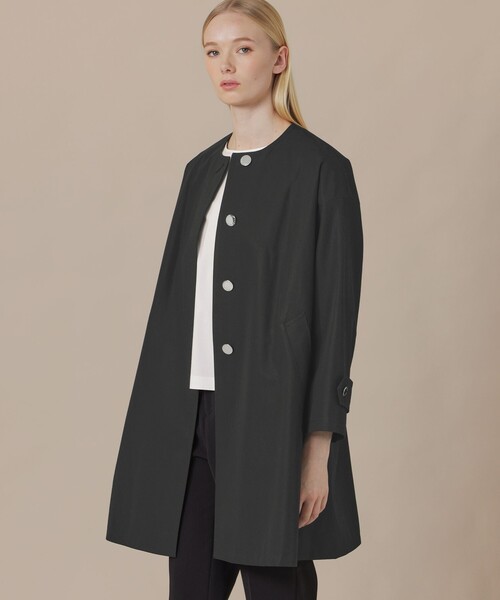 MACKINTOSH LONDON(マッキントッシュ ロンドン)の「【婦人画報4月号掲載】【ROSLEY/ロズリー】ウエザーコットンノーカラーコート(ノーカラーコート・レディース・ブルー系その他4/ブラック/ベージュ・38)」の2枚目の写真