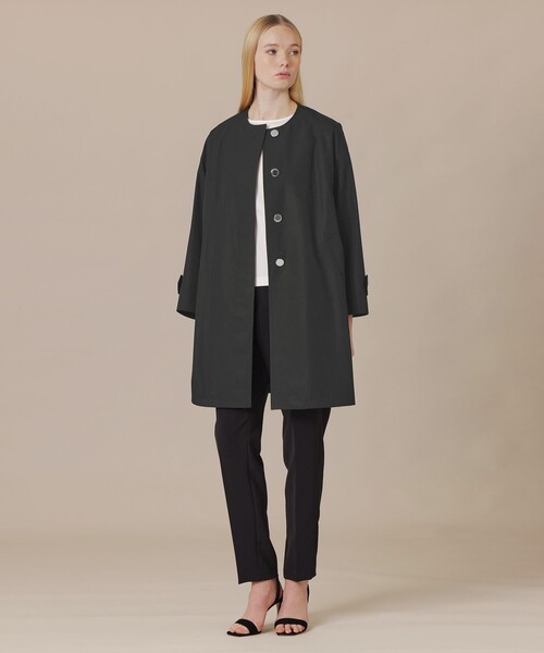 MACKINTOSH LONDON(マッキントッシュ ロンドン)の「【婦人画報4月号掲載】【ROSLEY/ロズリー】ウエザーコットンノーカラーコート(ノーカラーコート・レディース・ブルー系その他4/ブラック/ベージュ・38)」の4枚目の写真