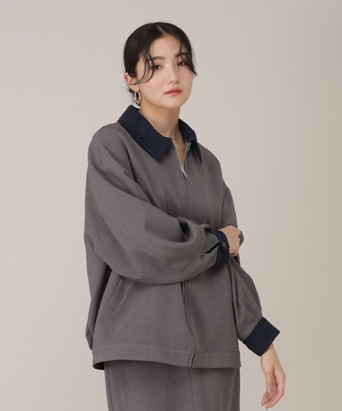 GLOBAL WORK（グローバルワーク）の「ワークジャケット/650201（ブルゾン・レディース・チャコールグレー/ライトベージュ・FREE）」の8枚目の写真